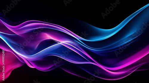 Wallpaper Mural Abstract blue and purple liquid wavy shapes futuristic banner. Glowing retro waves background Torontodigital.ca