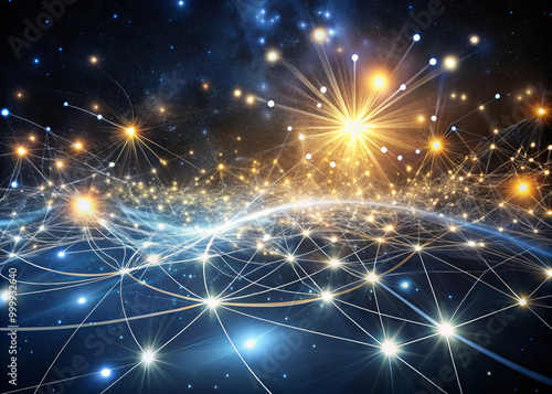 Wallpaper Mural mesmerizing visualization of interconnected nodes and pathways unfolds within cosmic landscape, showcasing vibrant stars and luminous connections that evoke sense of wonder and exploration Torontodigital.ca