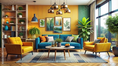 Wallpaper Mural Explore a chic interior design showcase featuring sleek furniture and trendy decor elements, transforming any space Torontodigital.ca