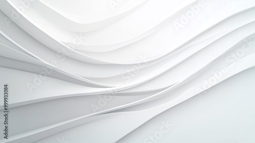 Abstract white wavy shapes futuristic banner. Glowing retro waves background