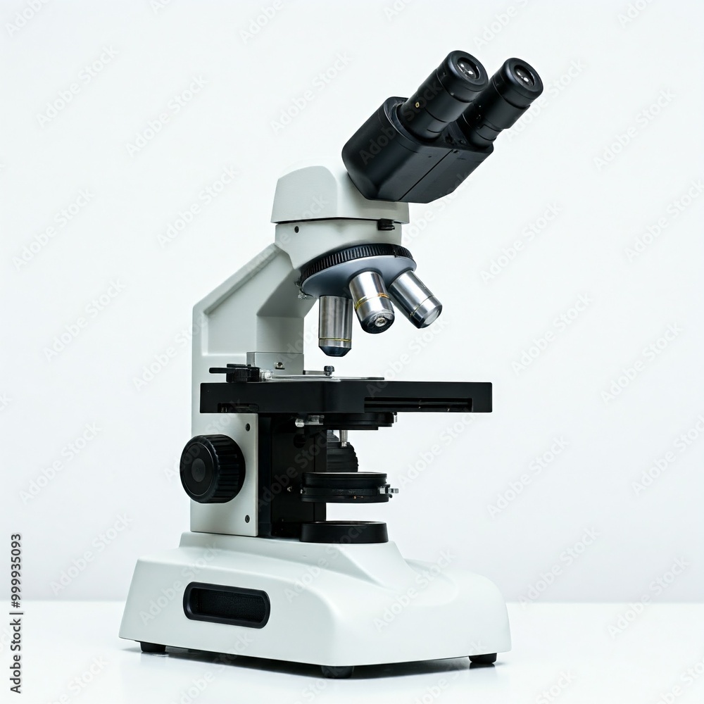 Modern microscope isolated on white Modern microscope isolated on white