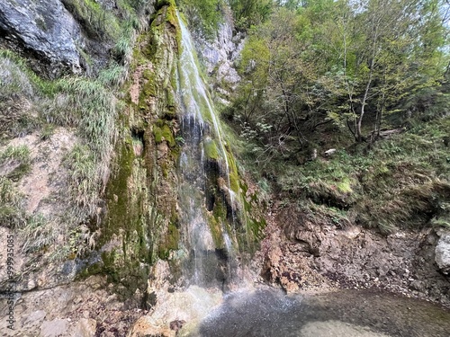 The Malenšček waterfall, Vrsno (Kobarid, Slovenia) - Malenscek-Wasserfall oder Malenscekfall, Vrsno (Kobarid, Slowenien) - Slap Malenšček, Vrsno (Kobarid, Slovenija) photo