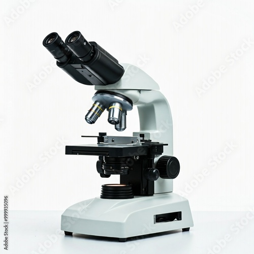 Modern microscope isolated on white