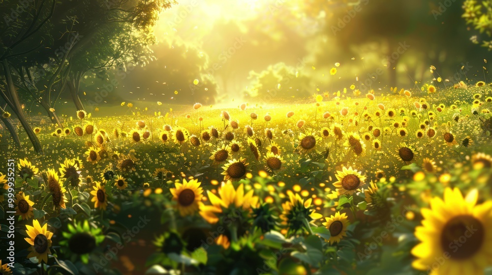 Fototapeta premium Sunlit Sunflower Field