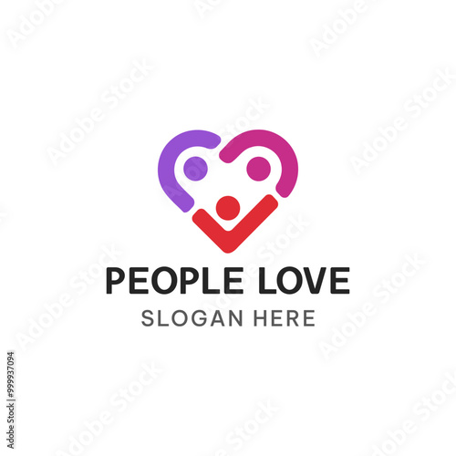 Love people logo template in simple style. Family and heart vector illustration