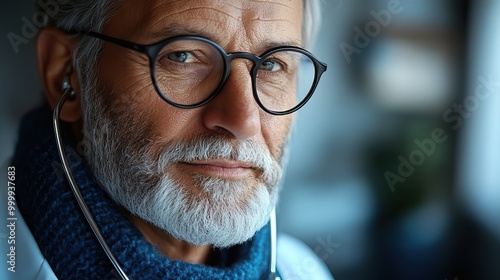 unrecognizable doctor with stethoscope listening to hearbeat of photo