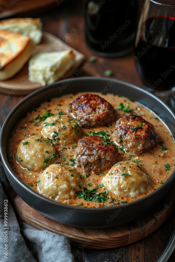 Vadas: Slow-cooked beef served in a tangy, creamy vegetable sauce with dumplings. Vadas: Slow-cooked beef served in a tangy, creamy vegetable sauce with dumplings.