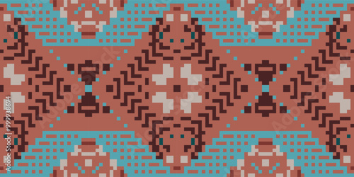 Ethnic Decoration Traditional Indian Melodic Patternfolk Embroidery, Aztec Geometric Ornament Print. Design for Carpet, Wallpaper, Clothing, Wrapping, Fabric