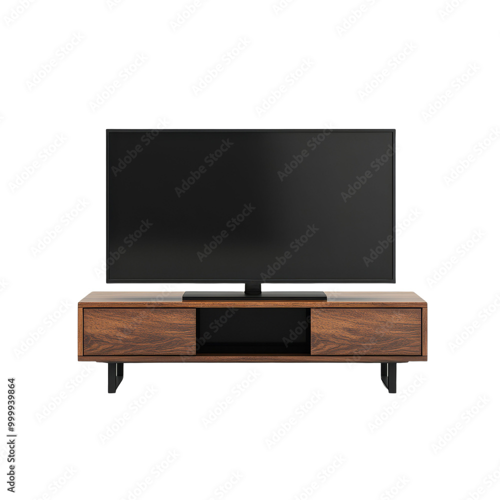 Modern TV Stand with Flat Screen TV isolated on transparent background. Modern TV Stand with Flat Screen TV isolated on transparent background.