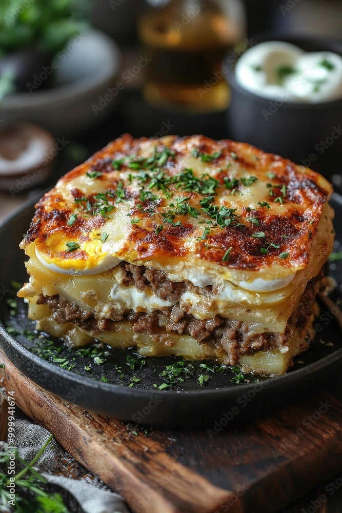 Rakott Krumpli: A layered potato casserole with hard-boiled eggs, sour cream, and sausage. Rakott Krumpli: A layered potato casserole with hard-boiled eggs, sour cream, and sausage.