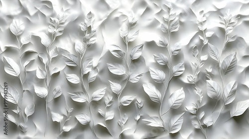 White Leaves on a Textured ...