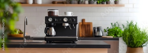 5. A gourmet coffee maker in a modern kitchen photo