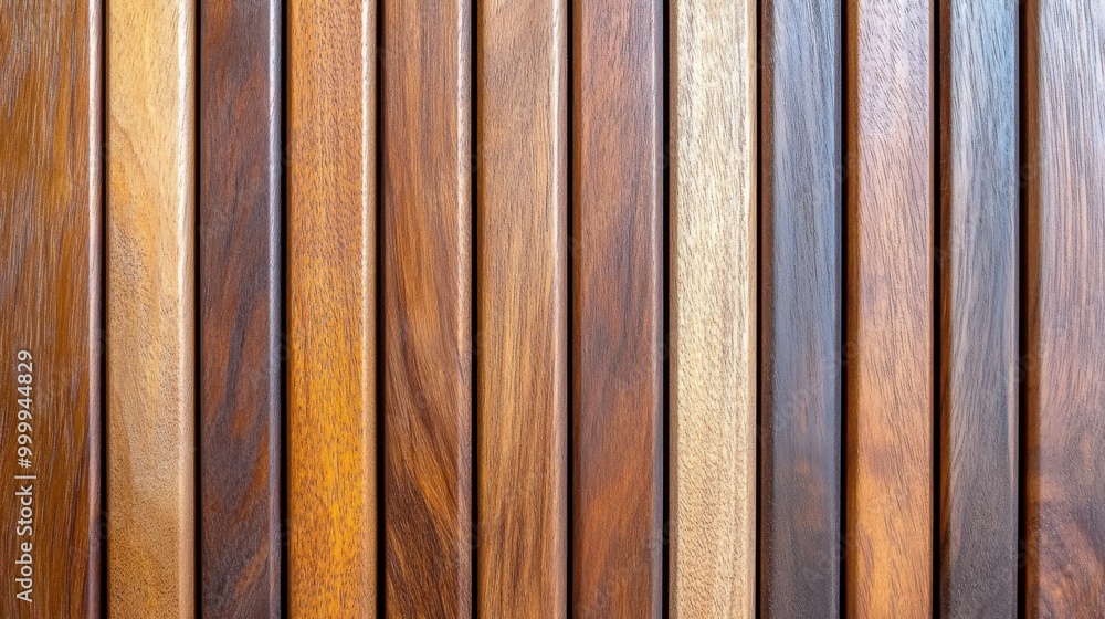 Elegantly Polished Wooden Slat Wall with Rich Dark Tones Close-Up Elegantly Polished Wooden Slat Wall with Rich Dark Tones Close-Up