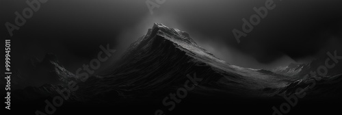 A breathtaking view of a dark mountain range with dramatic and moody lighting, creating a powerful and mysterious scene.