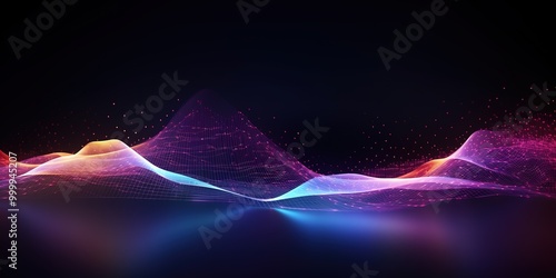 A colorful, abstract image of a mountain range with a blue and purple sky backgroud.