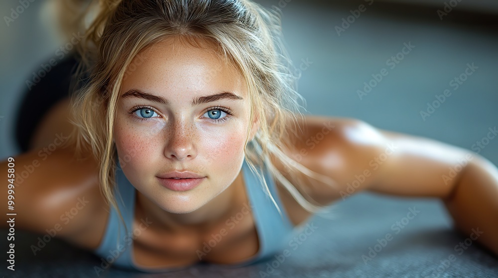 young woman doing exercise on the floor indoors at home young woman doing exercise on the floor indoors at home