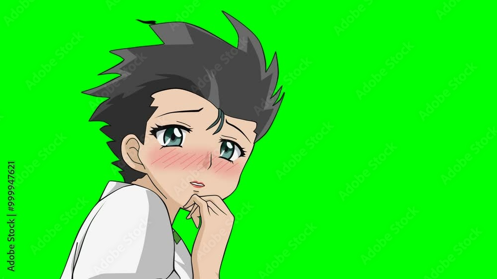 2d animated character of Becoming emotional or falling love or affection for boy or young man character after seeing someone or something . in green screen background chroma key. 2d animated character of Becoming emotional or falling love or affection for boy or young man character after seeing someone or something . in green screen background chroma key.