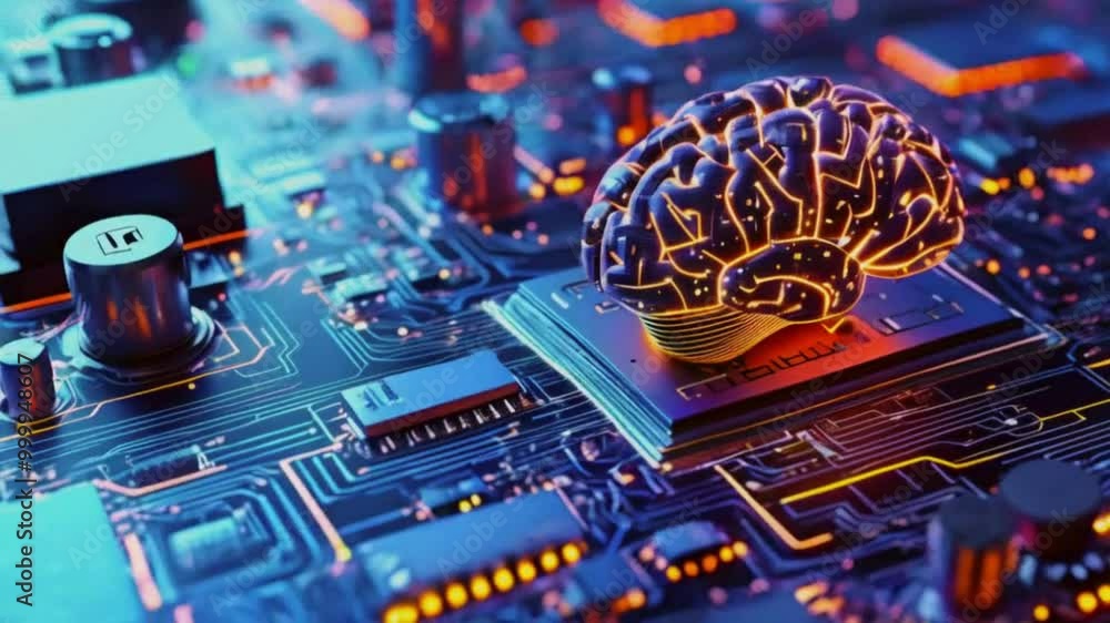 Human brain microchip on the circuit Human brain microchip on the circuit