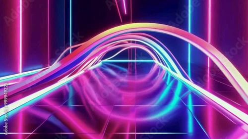  Abstract Neon Lights in a Futuristic Setting in close toom photo