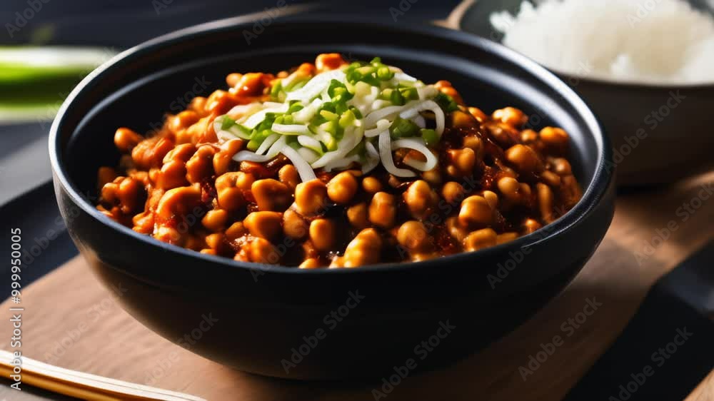 Delicious Asian dish with beans and rice ready to be savored Delicious Asian dish with beans and rice ready to be savored