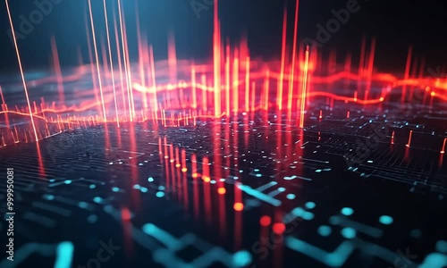 Wallpaper Mural Abstract digital landscape with vibrant data visualizations. Torontodigital.ca