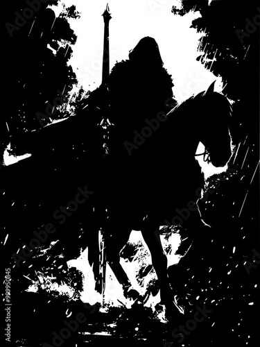 Chevalier avec Une Epee sur Un Cheval