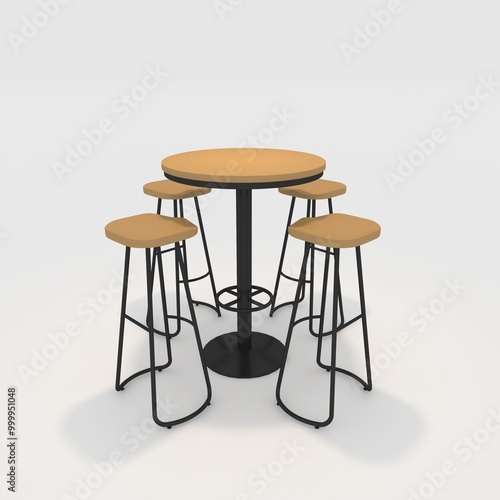 3d render bar table and chair design element. Furniture Collection