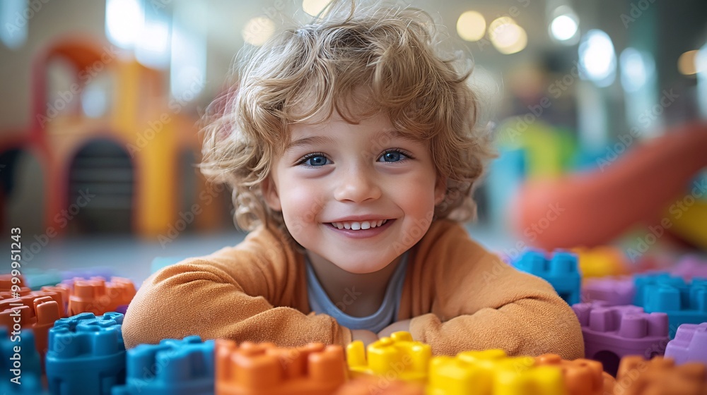 Inclusive Therapy: Child Engaging with Interactive Toys for Mental Wellness in Vibrant Environment Inclusive Therapy: Child Engaging with Interactive Toys for Mental Wellness in Vibrant Environment