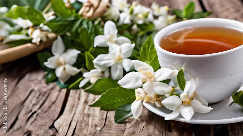 Serenity in a cup A moment of calm with tea and blossoms Serenity in a cup A moment of calm with tea and blossoms