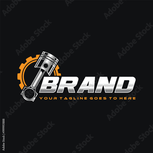 Automotive piston workshop logo design modern badge style custom car service engine tune up icon symbol illustration