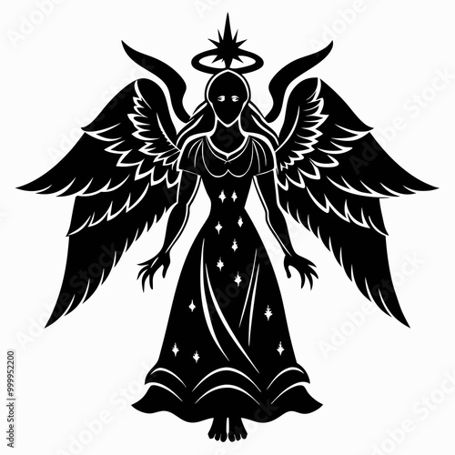 Christmas Angel Black silhouette