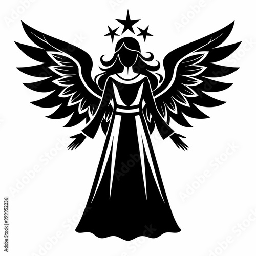Christmas Angel Black silhouette