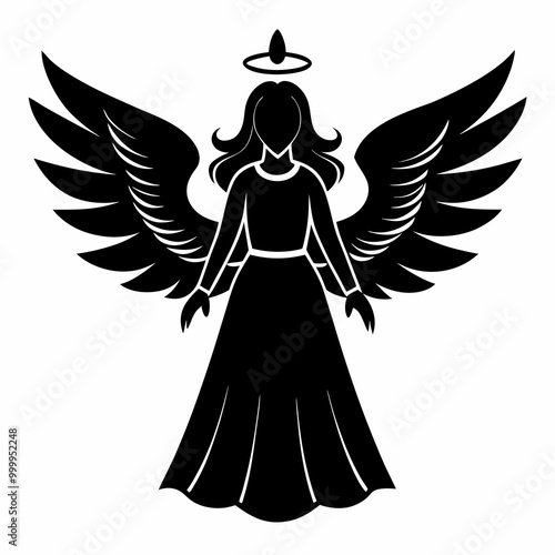 Christmas Angel Black silhouette