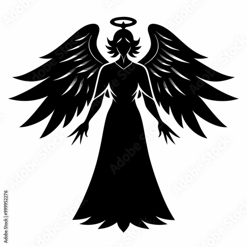 Christmas Angel Black silhouette