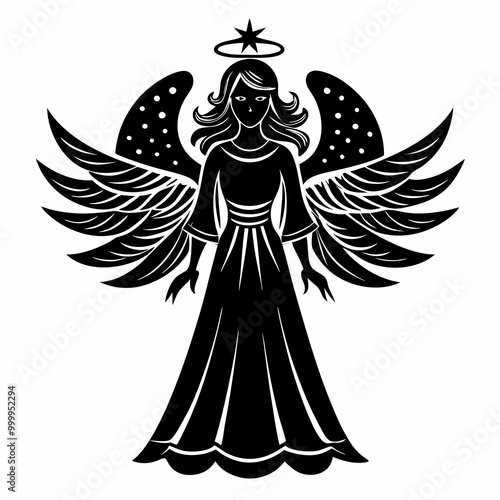 Christmas Angel Black silhouette