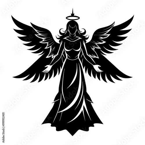 Christmas Angel Black silhouette