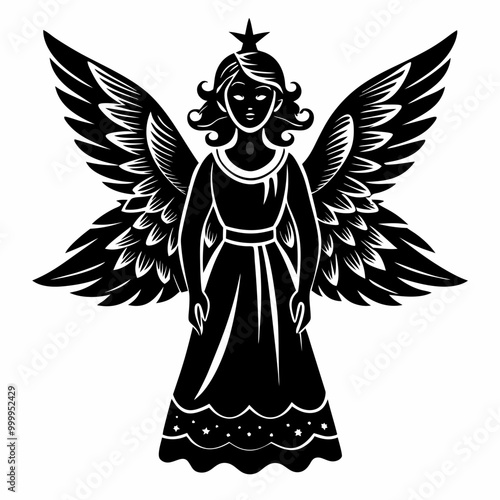 Christmas Angel Black silhouette