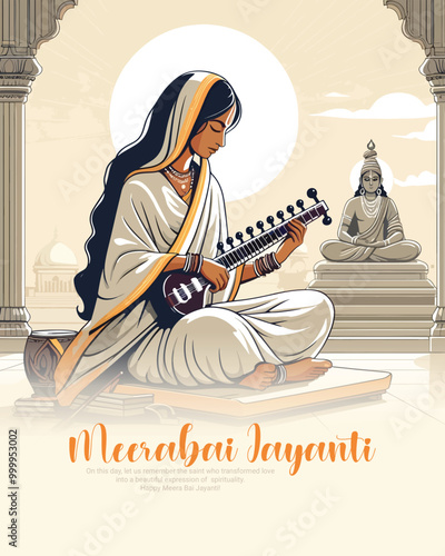 Meera Bai Jayanti Social Media Post banner Template 