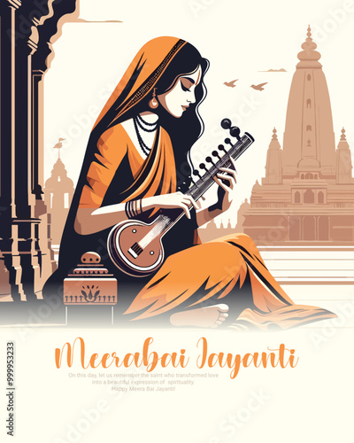Meera Bai Jayanti Social Media Post banner Template 