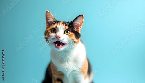 Adorable Cat Portraits - Cute Cats with Bright Expressions on Light Blue Background