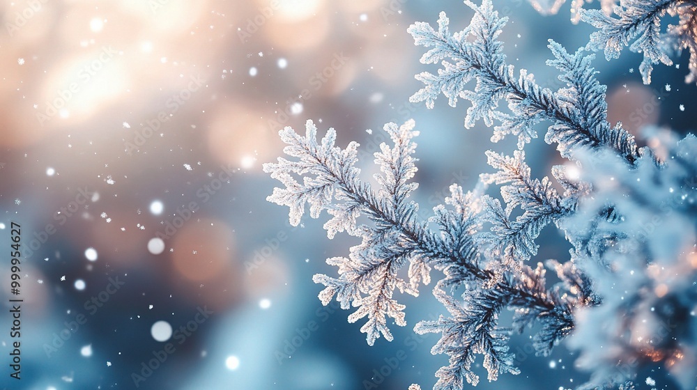 Frosty Snowflakes on a Winter Background