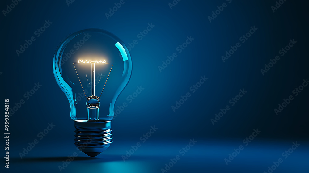 Creative light bulb glowing in starlight Creative light bulb glowing in starlight