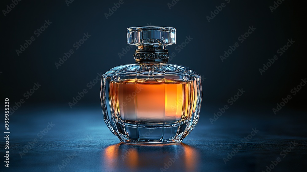 Luxury Fragrance Bottle with Crystal Design on Black Background Luxury Fragrance Bottle with Crystal Design on Black Background
