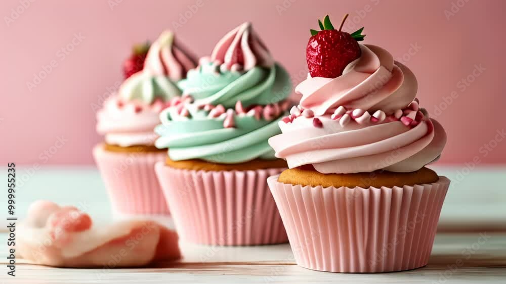 Deliciously tempting cupcakes with a touch of strawberry delight Deliciously tempting cupcakes with a touch of strawberry delight