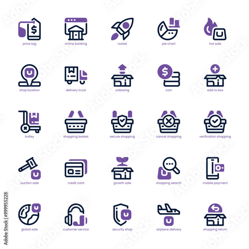 Business Commerce icon pack for your website, mobile, presentation, and logo design. Business Commerce icon dual tone design. Vector graphics illustration and editable stroke.