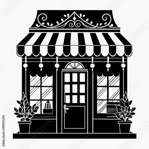 Christmas Storefront Black silhouette