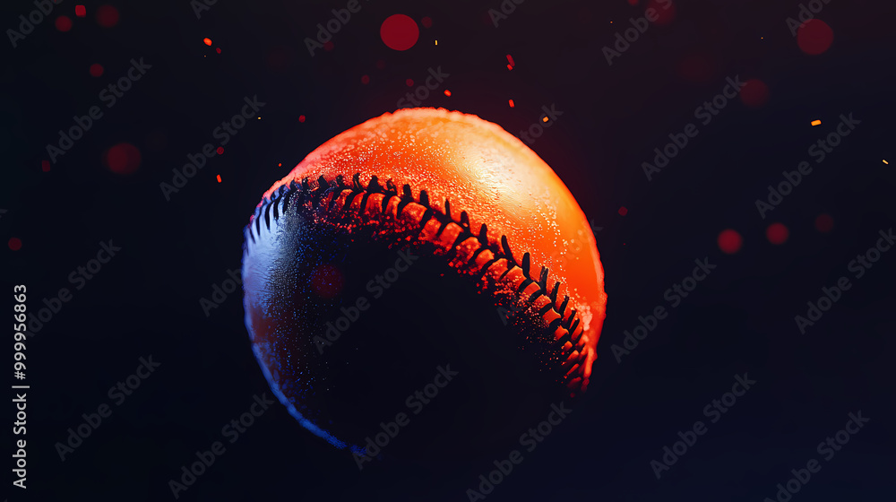 Baseball illuminated in the dark Baseball illuminated in the dark