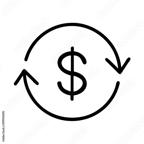 Profit icon representing financial turnover with dollar symbol and arrows