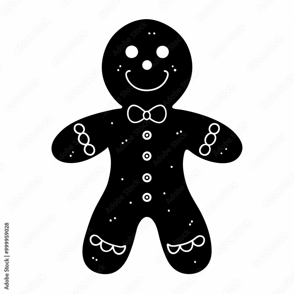 Christmas gingerbread man Black silhouette Christmas gingerbread man Black silhouette