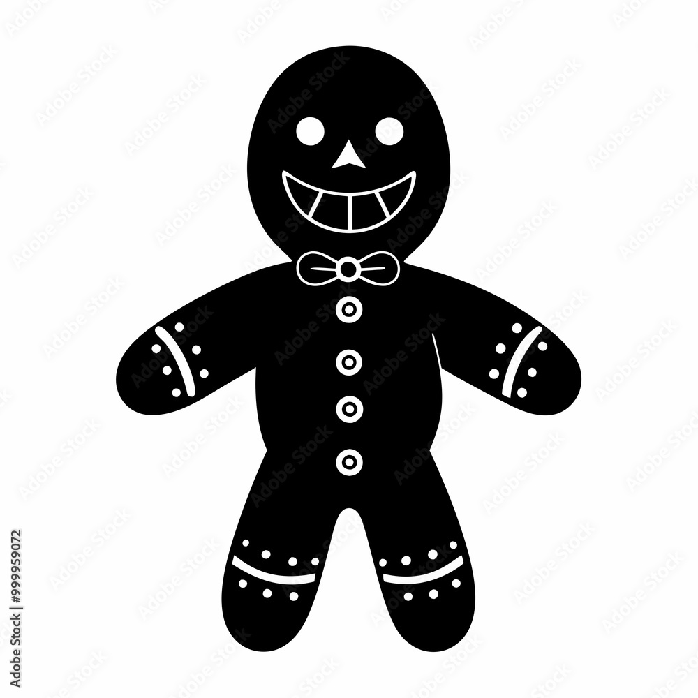 Christmas gingerbread man Black silhouette Christmas gingerbread man Black silhouette